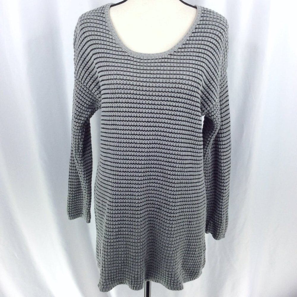Ellos Women's Tunic Sweater Medium 14/16‎ Gray Scoop Neck Knit Top